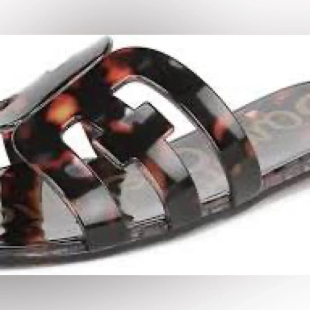 Sam Edelman Tortoiseshell Slip-On Sandals - Brown/Black Sz 8 - Picture 3 of 13